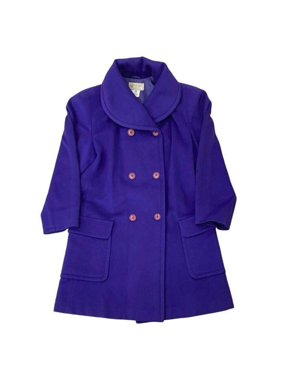 Gucci Vintage Wool Cashmere Double Breasted Coat Jacket 38